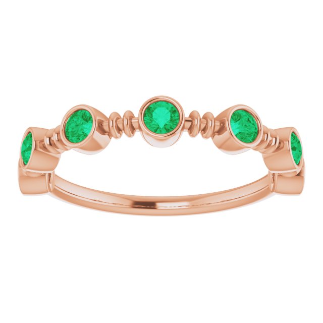 Lab-Grown Emerald Bezel-Set Ring - Rose Gold