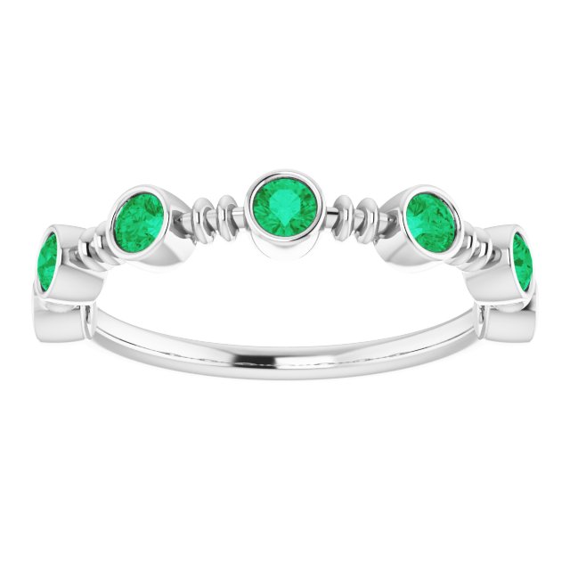 Lab-Grown Emerald Bezel-Set Ring - White Gold