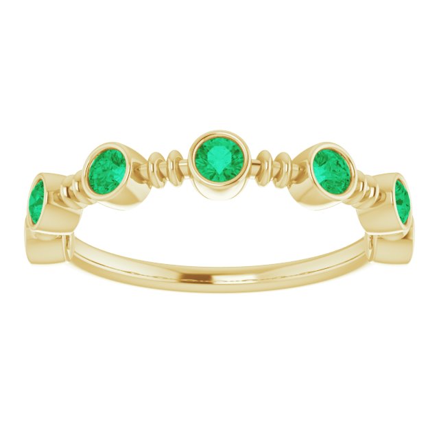 Lab-Grown Emerald Bezel-Set Ring - Yellow Gold