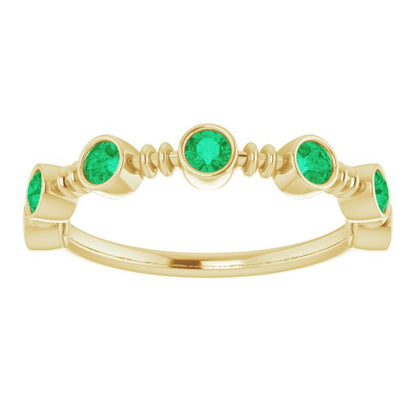 Lab-Grown Emerald Bezel-Set Ring - Yellow Gold