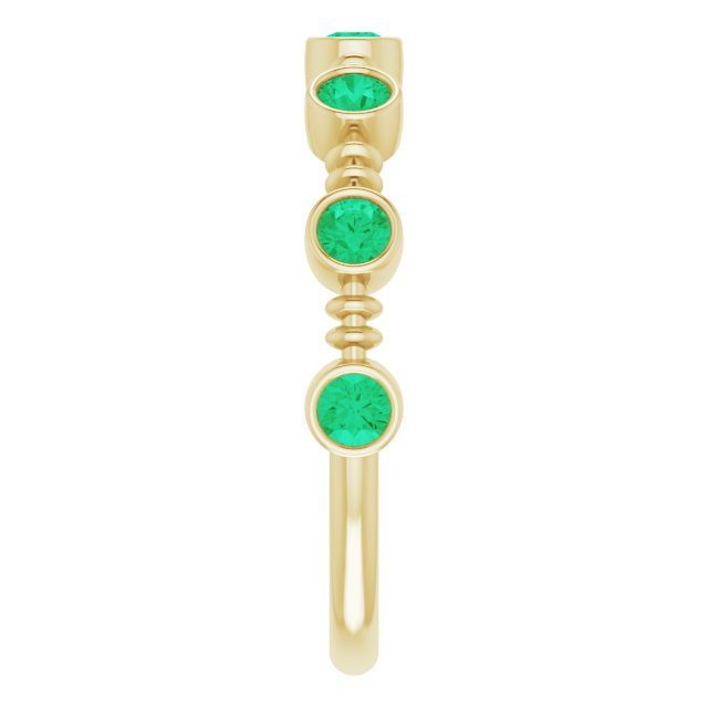 Lab-Grown Emerald Bezel-Set Ring - Yellow Gold
