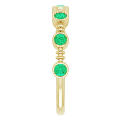 Lab-Grown Emerald Bezel-Set Ring - Yellow Gold