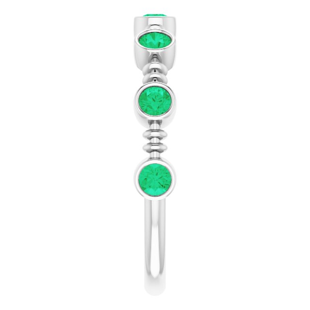 Lab-Grown Emerald Bezel-Set Ring - White Gold
