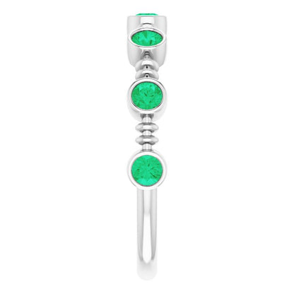 Lab-Grown Emerald Bezel-Set Ring - White Gold