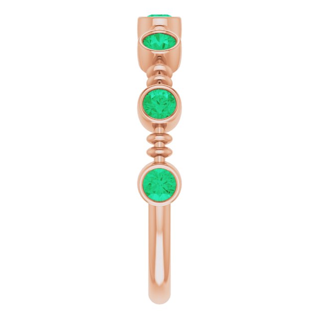 Lab-Grown Emerald Bezel-Set Ring - Rose Gold