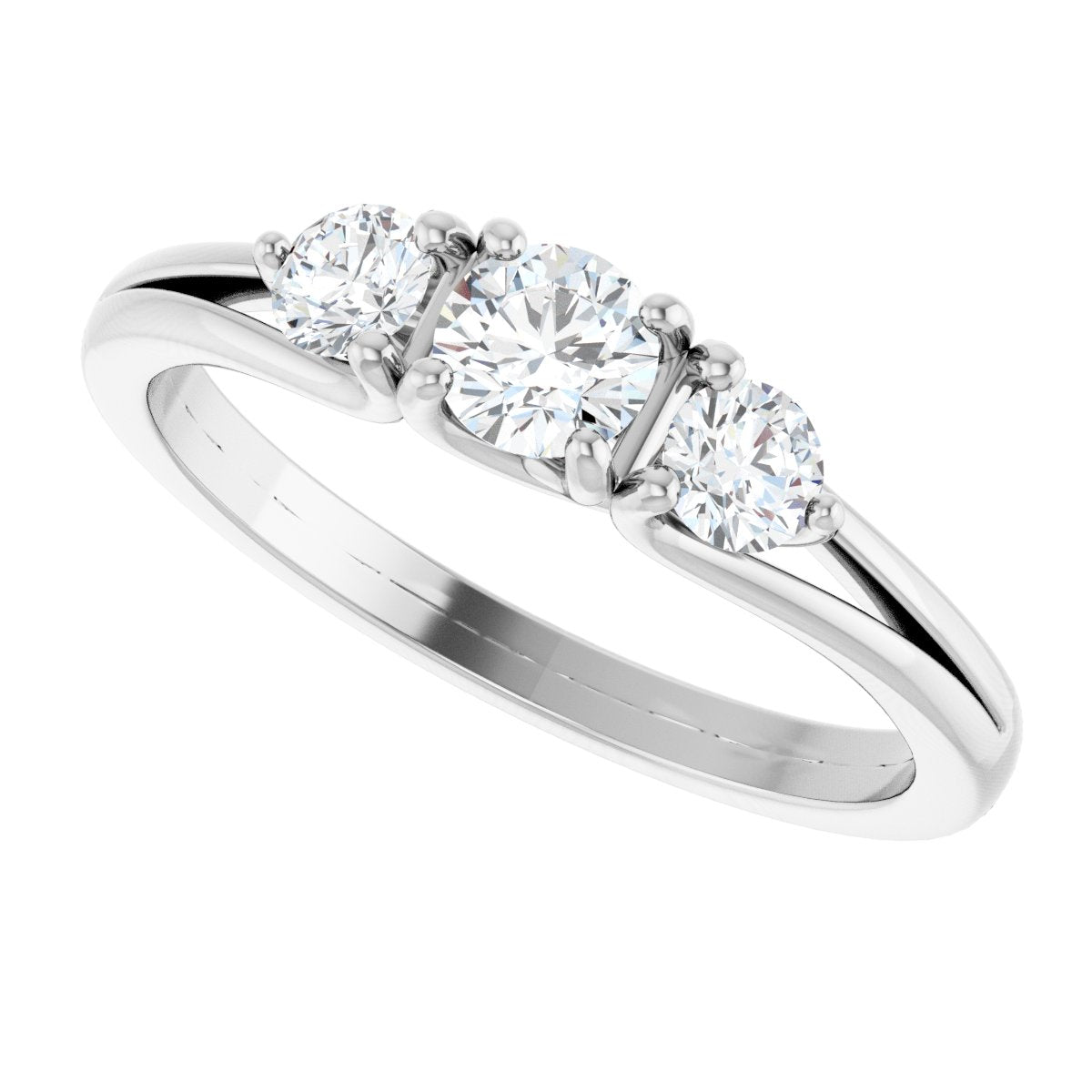 7/8 Ctw Lab-Grown Diamond Three-Stone Engagement Ring - White Gold - Lab Grown Diamond