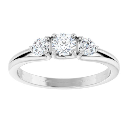 1/2 Ctw Natural Diamond Three-Stone Engagement Ring - White Gold - Lab Grown Diamond