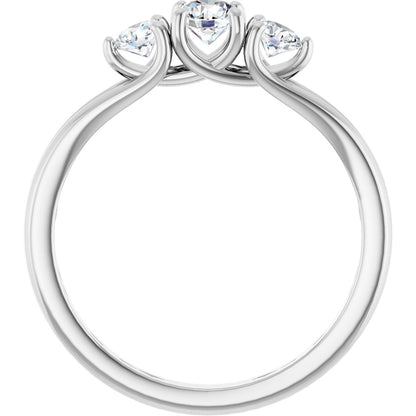 1/2 Ctw Lab-Grown Diamond Three-Stone Engagement Ring - White Gold - Lab Grown Diamond