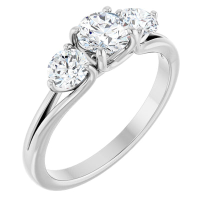 1 Ctw Natural Diamond Three-Stone Engagement Ring