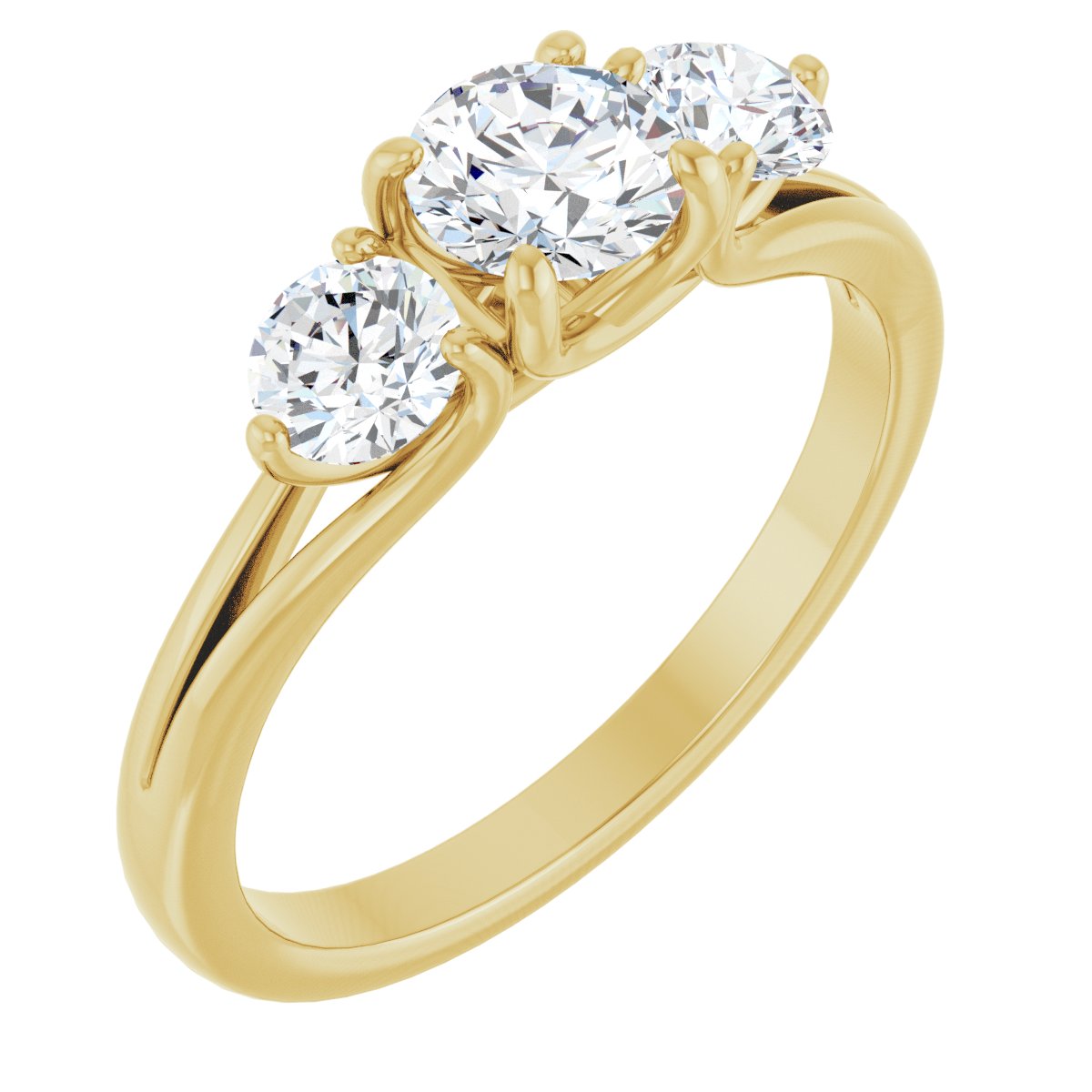 1 Ctw Natural Diamond Three-Stone Engagement Ring