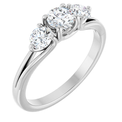 3/4 Ctw Natural Diamond Three-Stone Engagement Ring