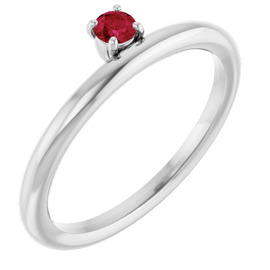 Lab-Grown Ruby Stackable Ring - White Gold