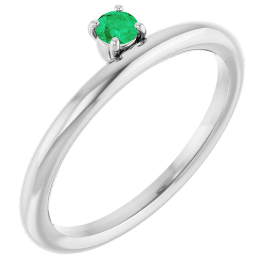 Lab-Grown Emerald Stackable Ring - White Gold