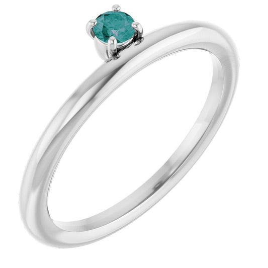 Lab-Grown Alexandrite Stackable Ring - White Gold