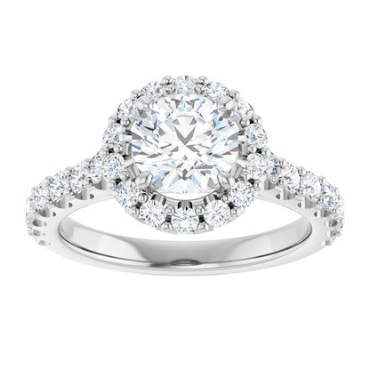 2 1/3 Ctw Oval Lab-Grown Diamond Engagement Ring - White Gold - Lab Grown Diamond