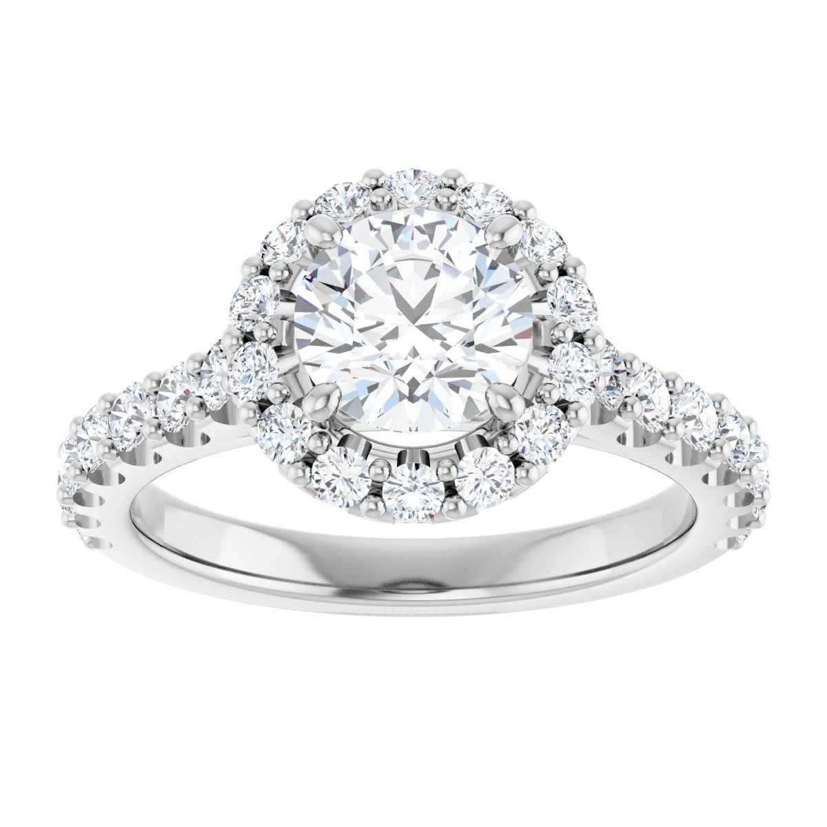 3 1/3 Ctw Emerald Lab-Grown Diamond Engagement Ring - White Gold - Lab Grown Diamond