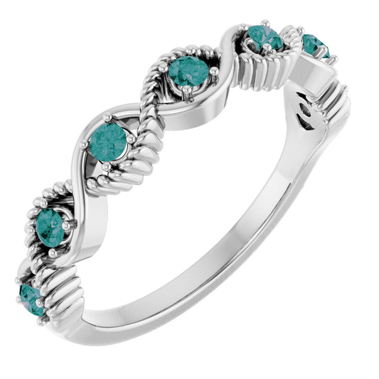 Lab-Grown Alexandrite Stackable Ring - White Gold