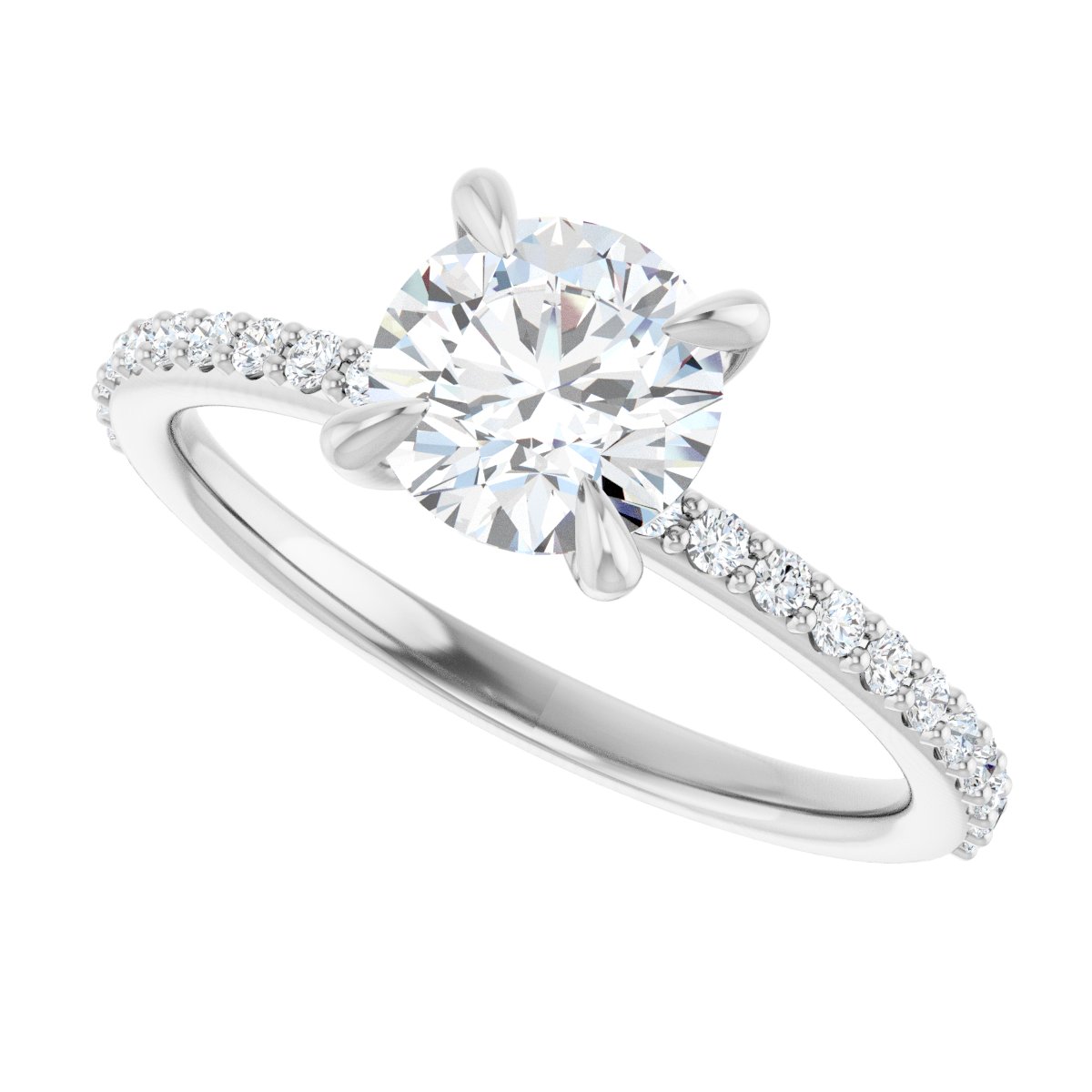 9/10 Ctw Oval Lab-Grown Diamond Engagement Ring - White Gold - Lab Grown Diamond