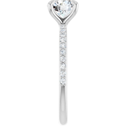 9/10 Ctw Oval Lab-Grown Diamond Engagement Ring - White Gold - Lab Grown Diamond