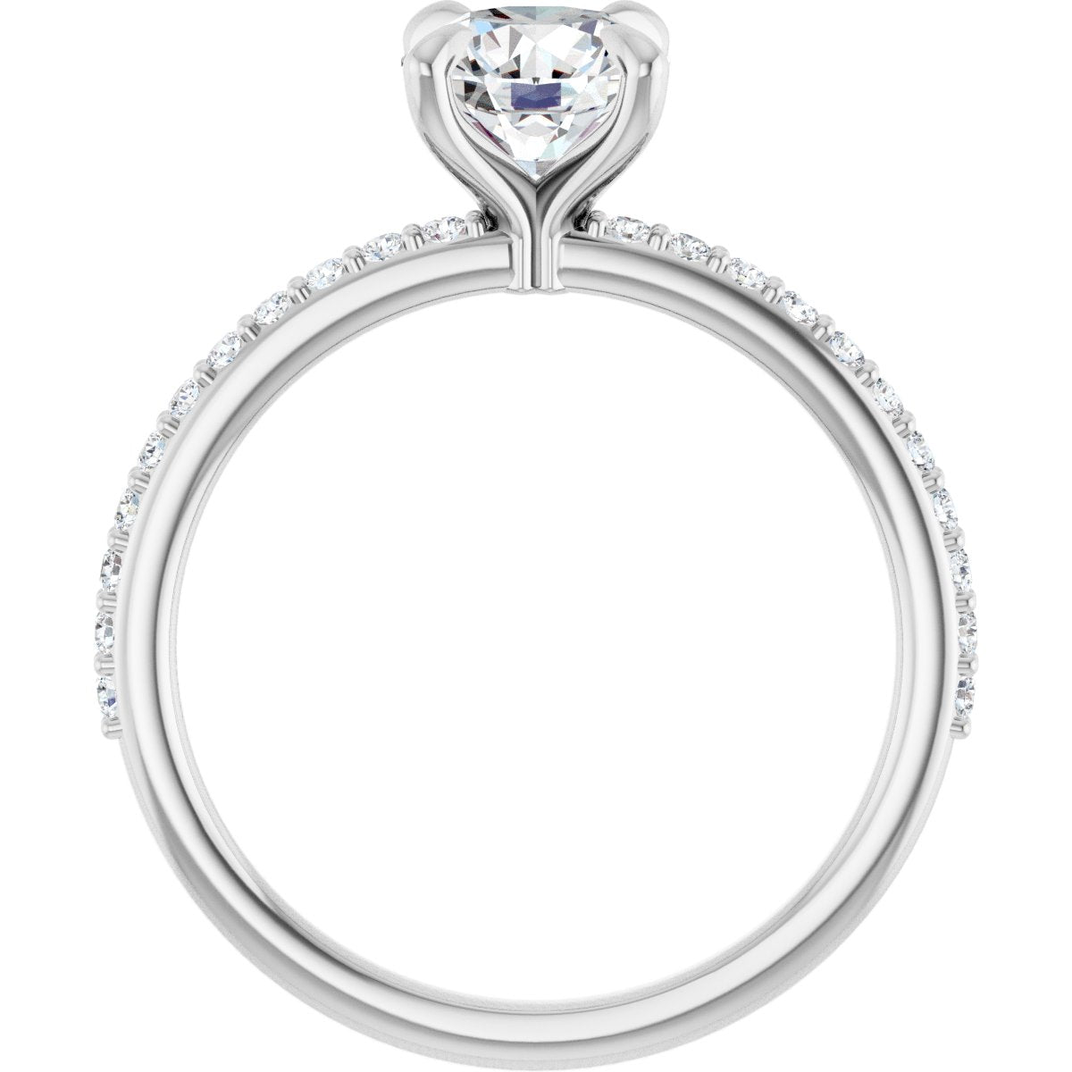 9/10 Ctw Oval Lab-Grown Diamond Engagement Ring - White Gold - Lab Grown Diamond