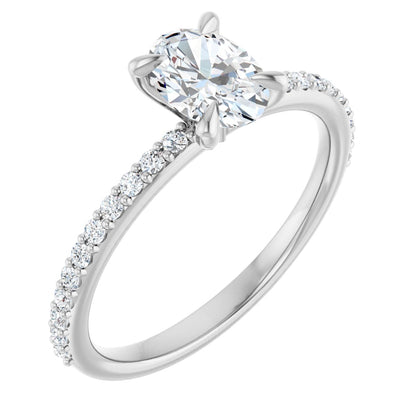 9/10 Ctw Oval Lab-Grown Diamond Engagement Ring