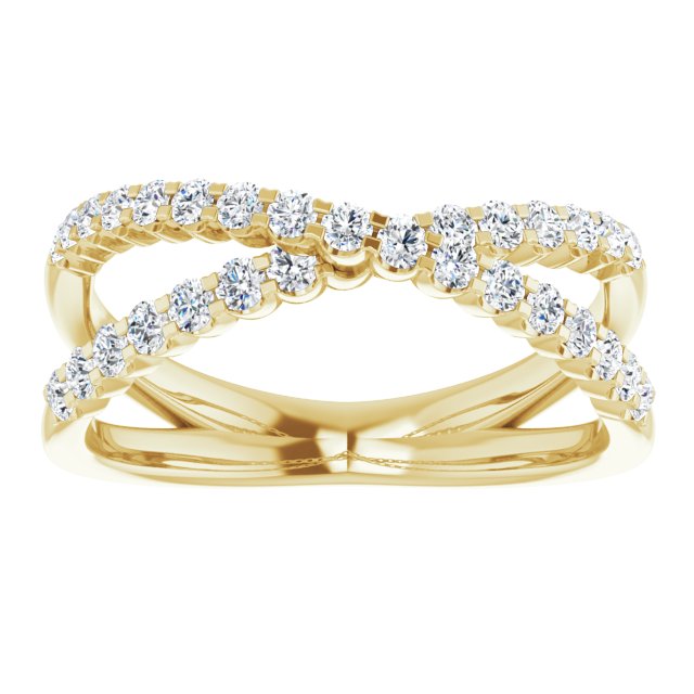 Lab-Grown Diamond Accented Criss-Cross Ring - Yellow Gold - Lab Grown Diamond