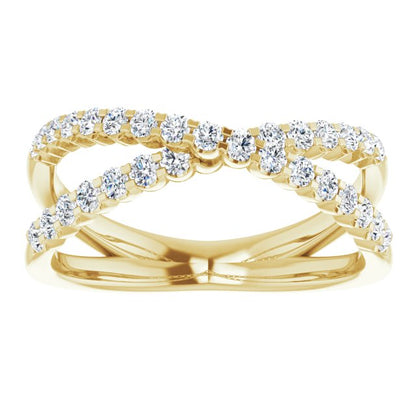 Lab-Grown Diamond Accented Criss-Cross Ring - Yellow Gold - Lab Grown Diamond