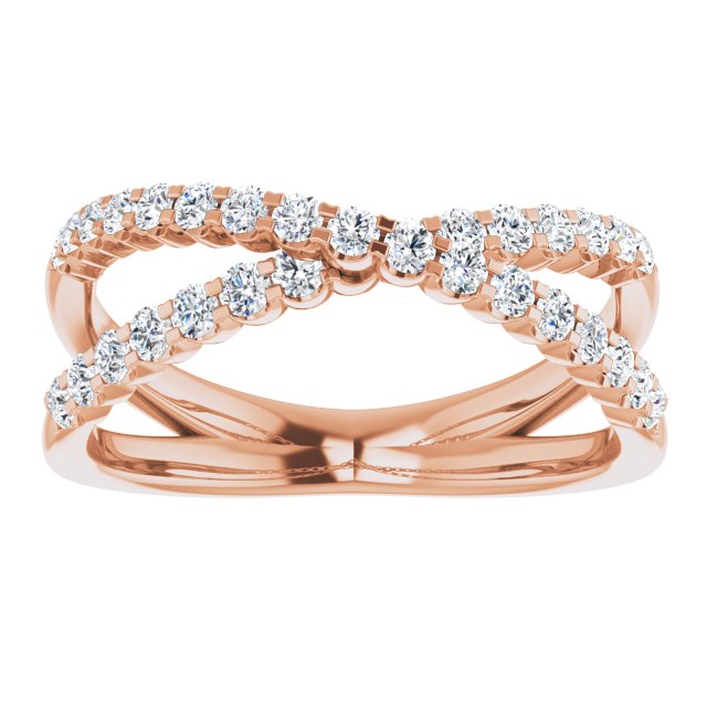Lab-Grown Diamond Accented Criss-Cross Ring - Rose Gold - Lab Grown Diamond