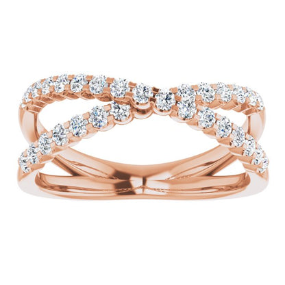 Lab-Grown Diamond Accented Criss-Cross Ring - Rose Gold - Lab Grown Diamond