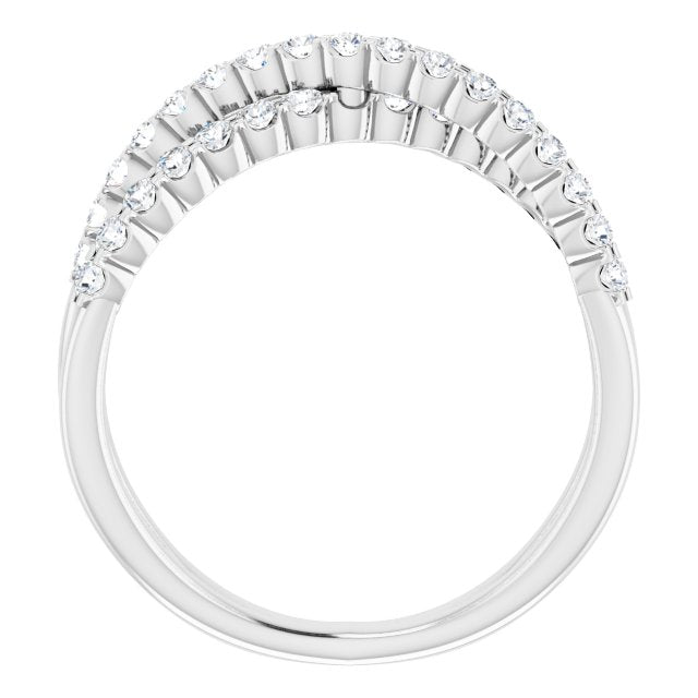 Lab-Grown Diamond Accented Criss-Cross Ring - White Gold - Lab Grown Diamond
