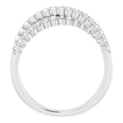 Lab-Grown Diamond Accented Criss-Cross Ring - White Gold - Lab Grown Diamond