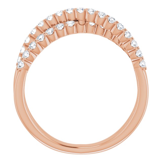 Lab-Grown Diamond Accented Criss-Cross Ring - Rose Gold - Lab Grown Diamond