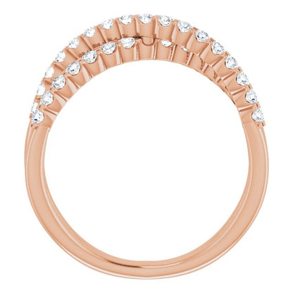 Lab-Grown Diamond Accented Criss-Cross Ring - Rose Gold - Lab Grown Diamond