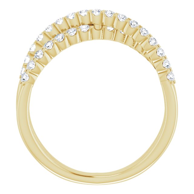 Lab-Grown Diamond Accented Criss-Cross Ring - Yellow Gold - Lab Grown Diamond