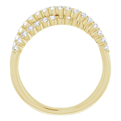 Lab-Grown Diamond Accented Criss-Cross Ring - Yellow Gold - Lab Grown Diamond