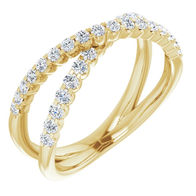 Lab-Grown Diamond Accented Criss-Cross Ring - Yellow Gold - Lab Grown Diamond