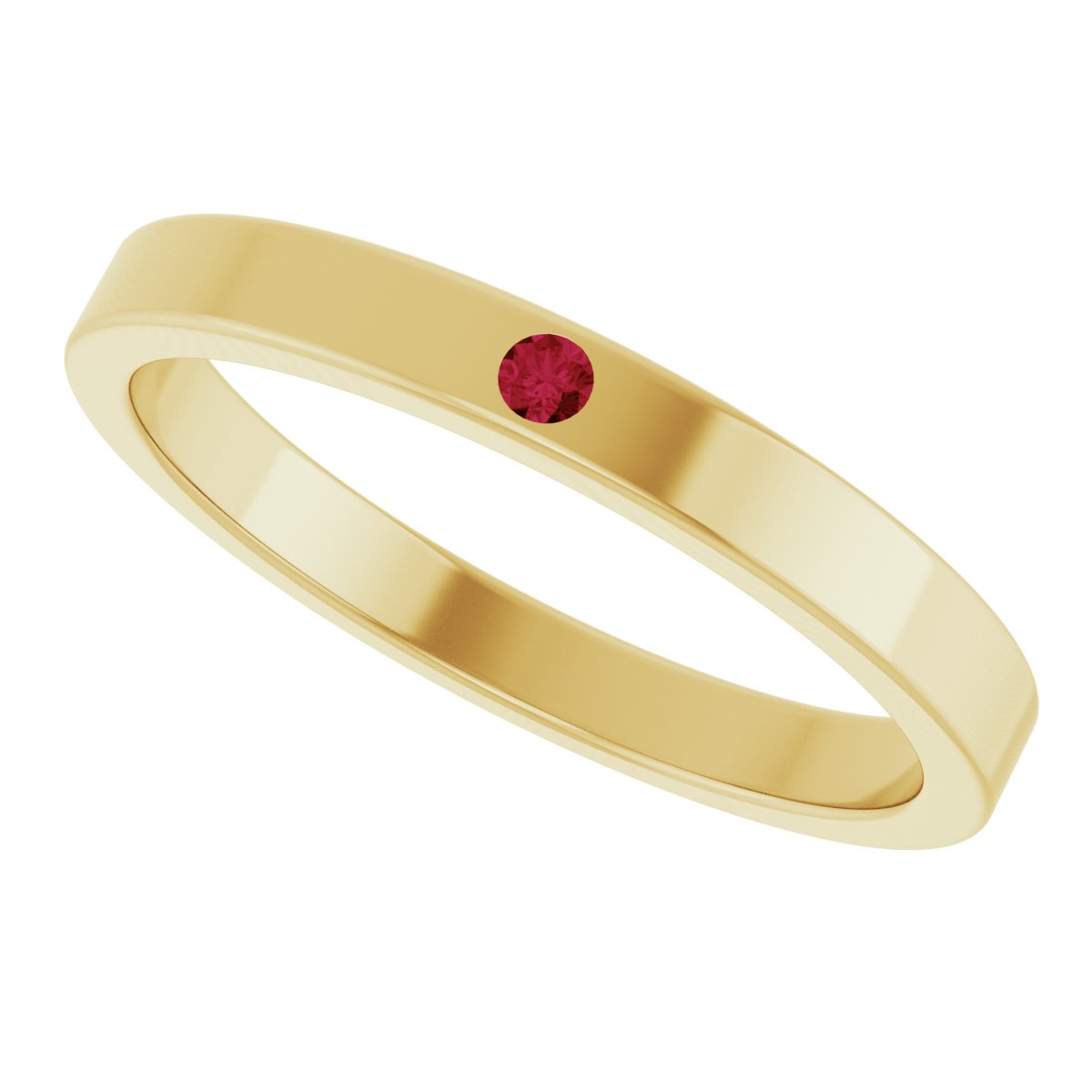 Lab-Grown Ruby Family Stackable Ring - Yellow Gold