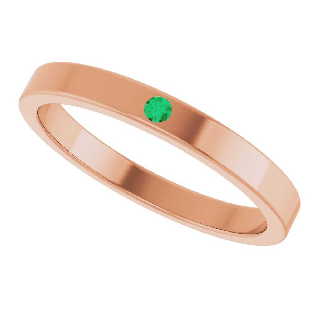 Lab-Grown Emerald Family Stackable Ring - Rose Gold