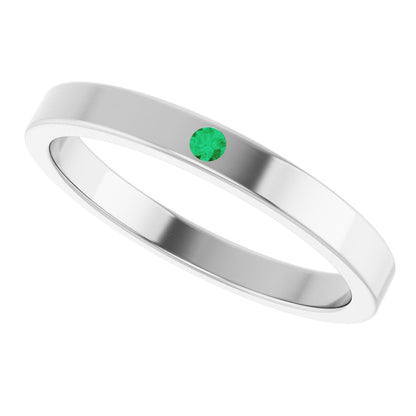 Lab-Grown Emerald Family Stackable Ring - White Gold