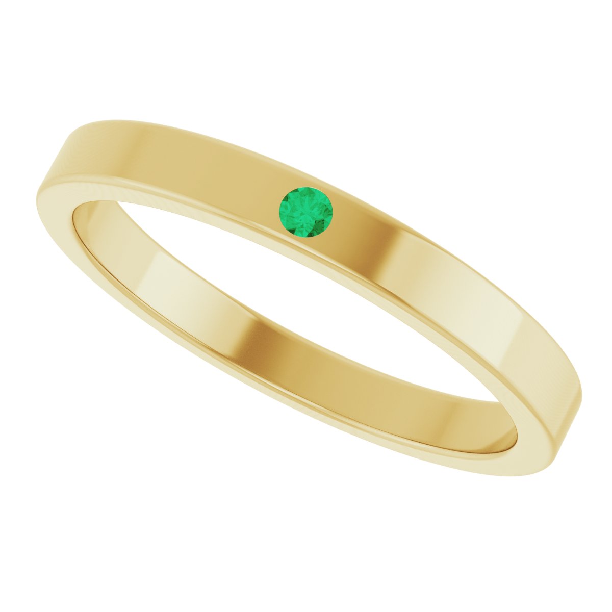 Lab-Grown Emerald Family Stackable Ring - Yellow Gold
