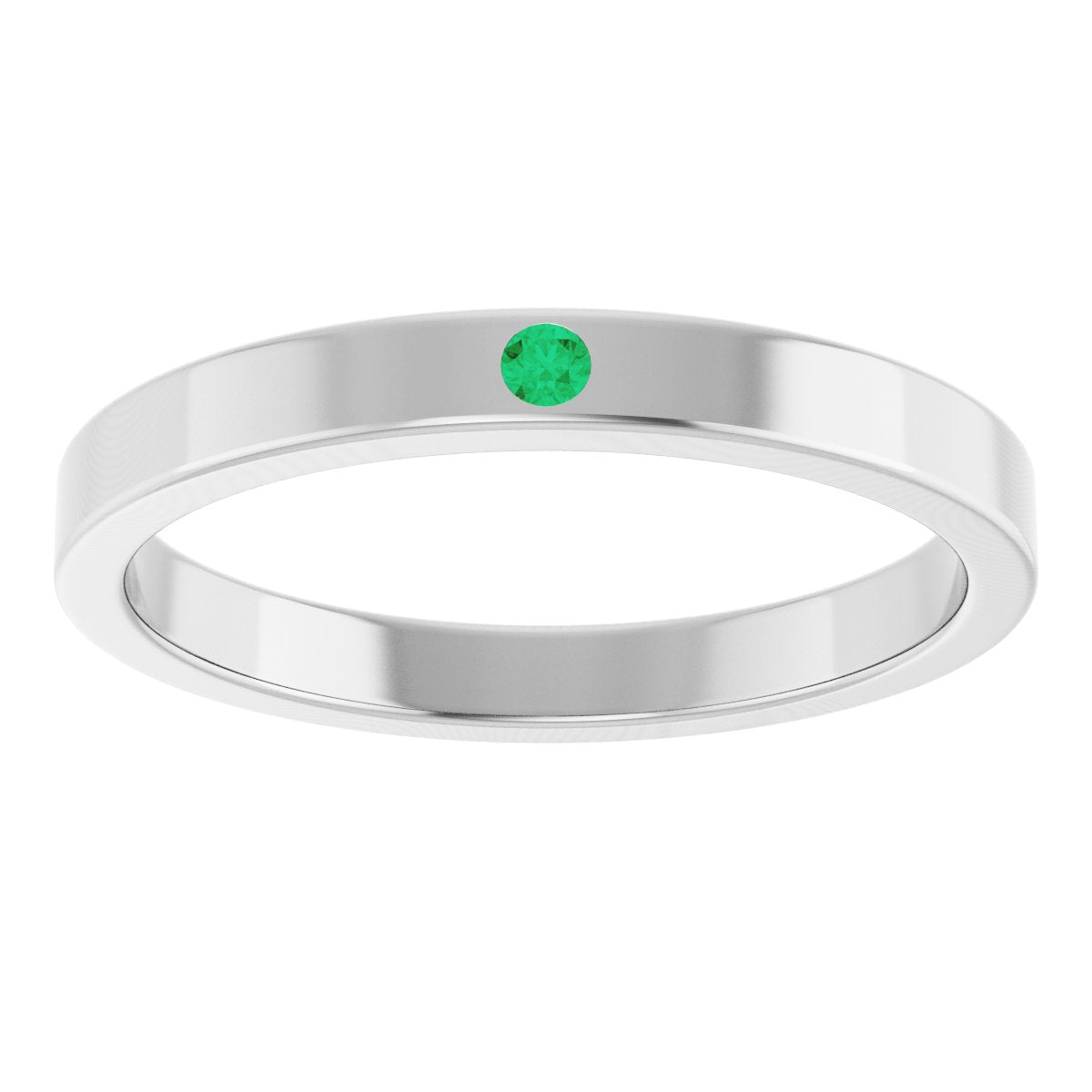 Lab-Grown Emerald Family Stackable Ring - White Gold