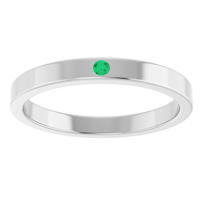 Lab-Grown Emerald Family Stackable Ring - White Gold