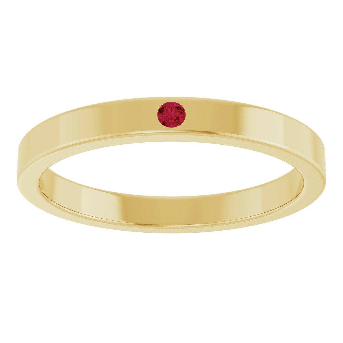 Lab-Grown Ruby Family Stackable Ring - Yellow Gold