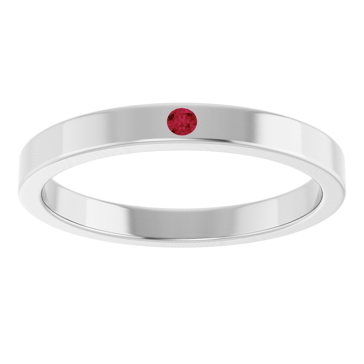 Lab-Grown Ruby Family Stackable Ring - White Gold