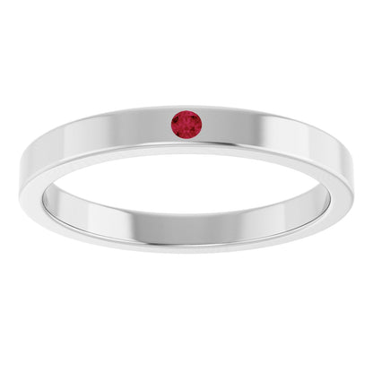 Lab-Grown Ruby Family Stackable Ring - White Gold
