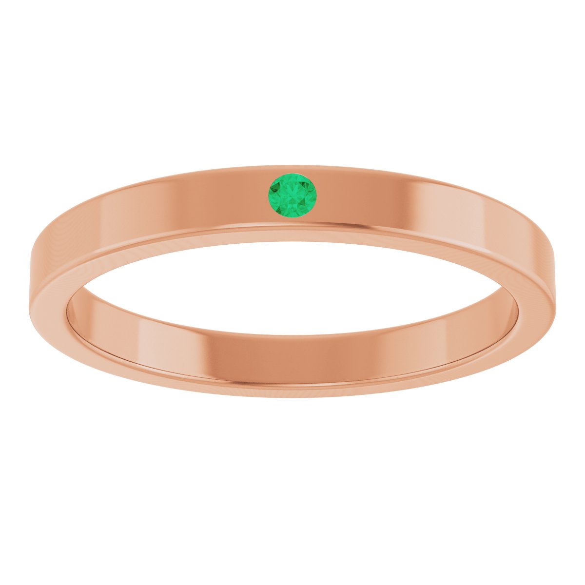 Lab-Grown Emerald Family Stackable Ring - Rose Gold