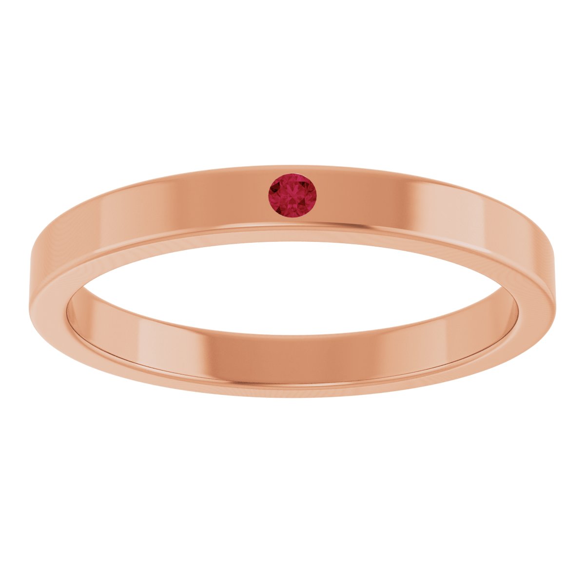 Lab-Grown Ruby Family Stackable Ring - Rose Gold