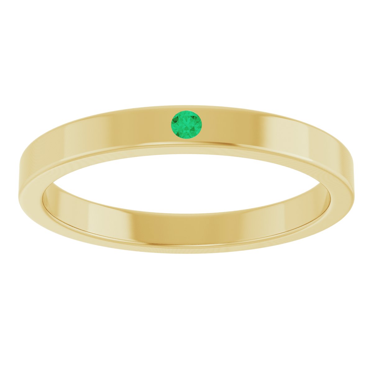 Lab-Grown Emerald Family Stackable Ring - Yellow Gold