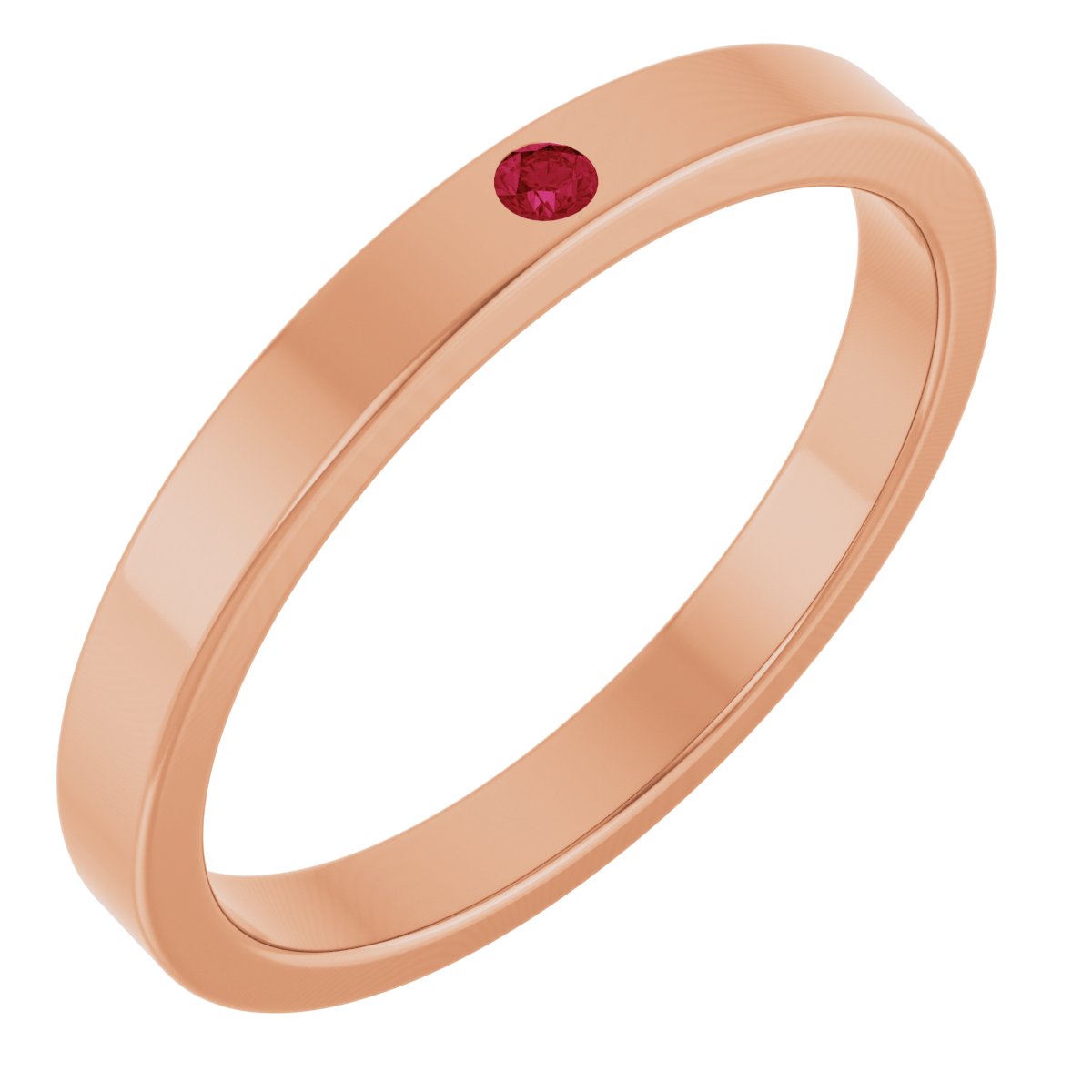 Lab-Grown Ruby Family Stackable Ring - Rose Gold