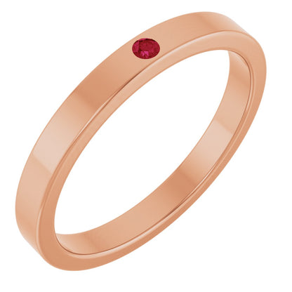 Lab-Grown Ruby Family Stackable Ring - Rose Gold